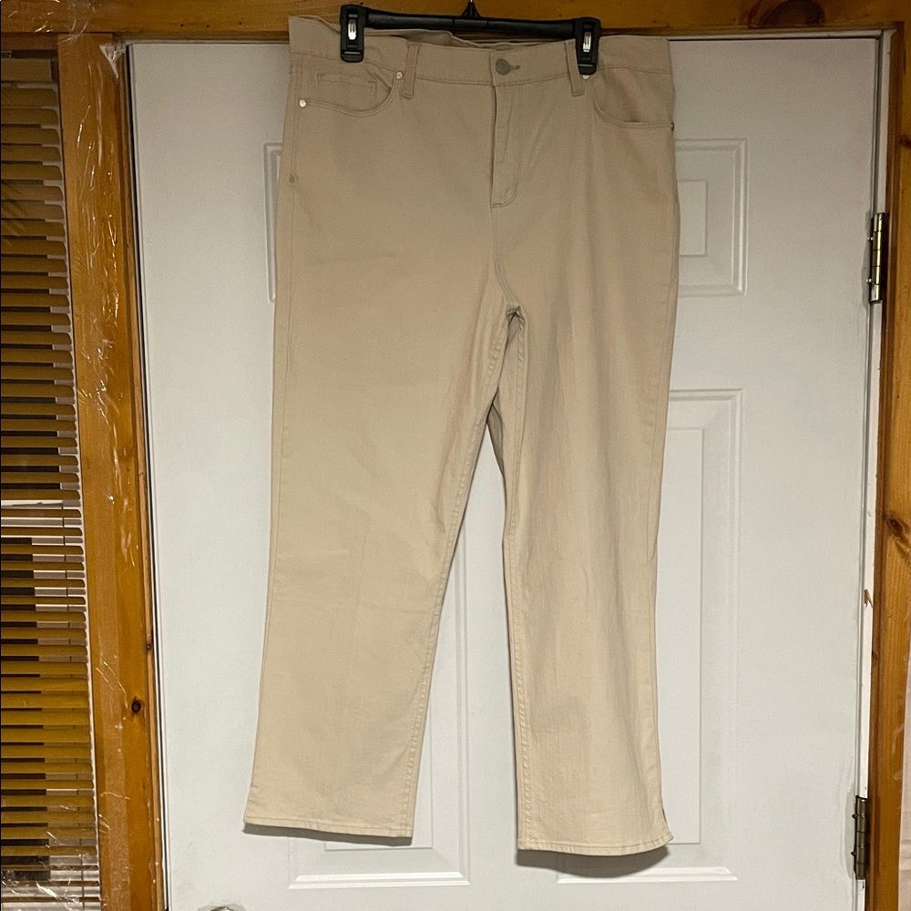 Code Bleu Women's High Rise, Straight Leg Pants in Light Tan, Size 16